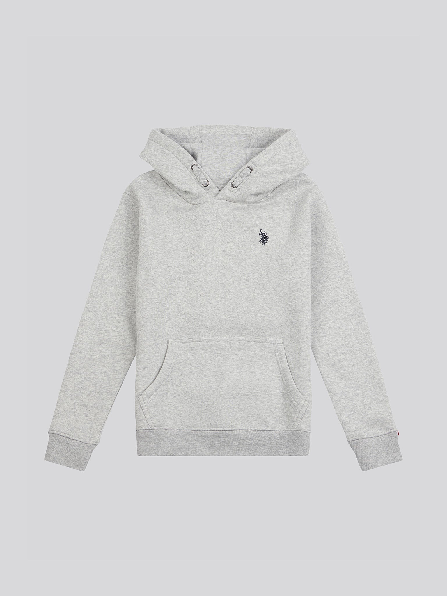 Boys Double Horsemen Brush Back Hoodie in Mid Grey Marl