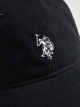 Boys Washed Canvas Cap in Black Bright White DHM