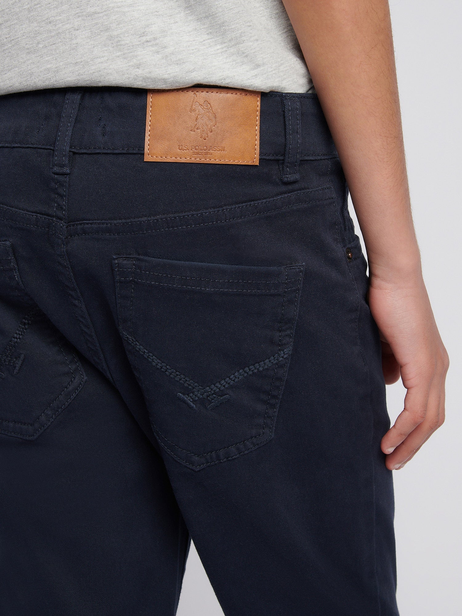 Boys Core 5 Pocket Trouser in Dark Sapphire Navy / Haute Red DHM
