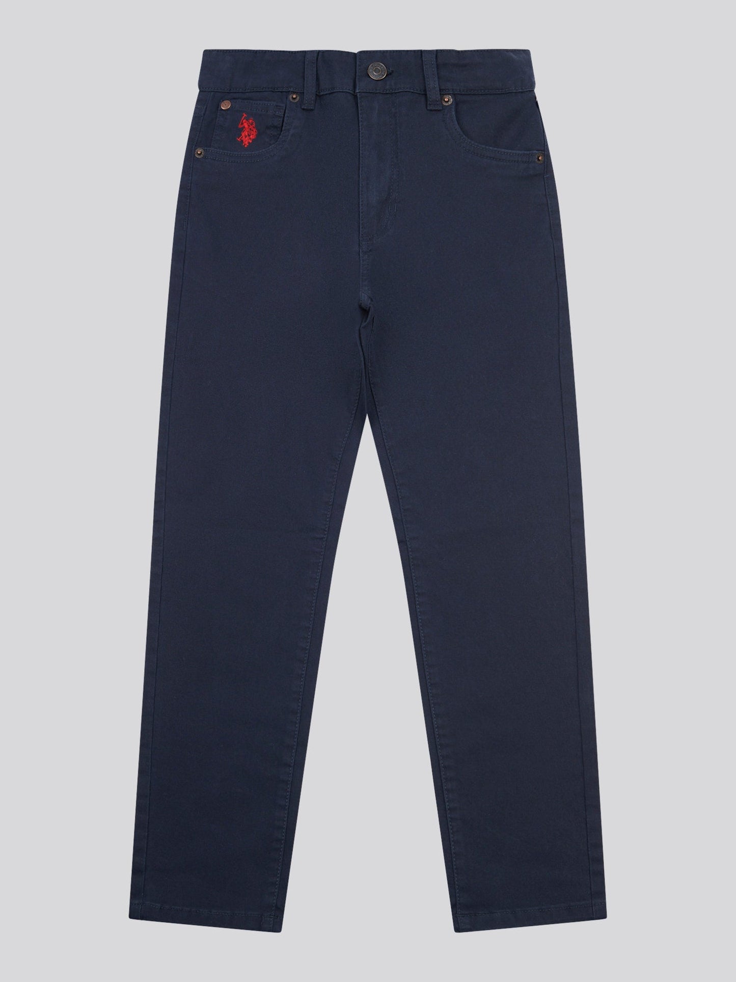 Boys Core 5 Pocket Trouser in Dark Sapphire Navy / Haute Red DHM