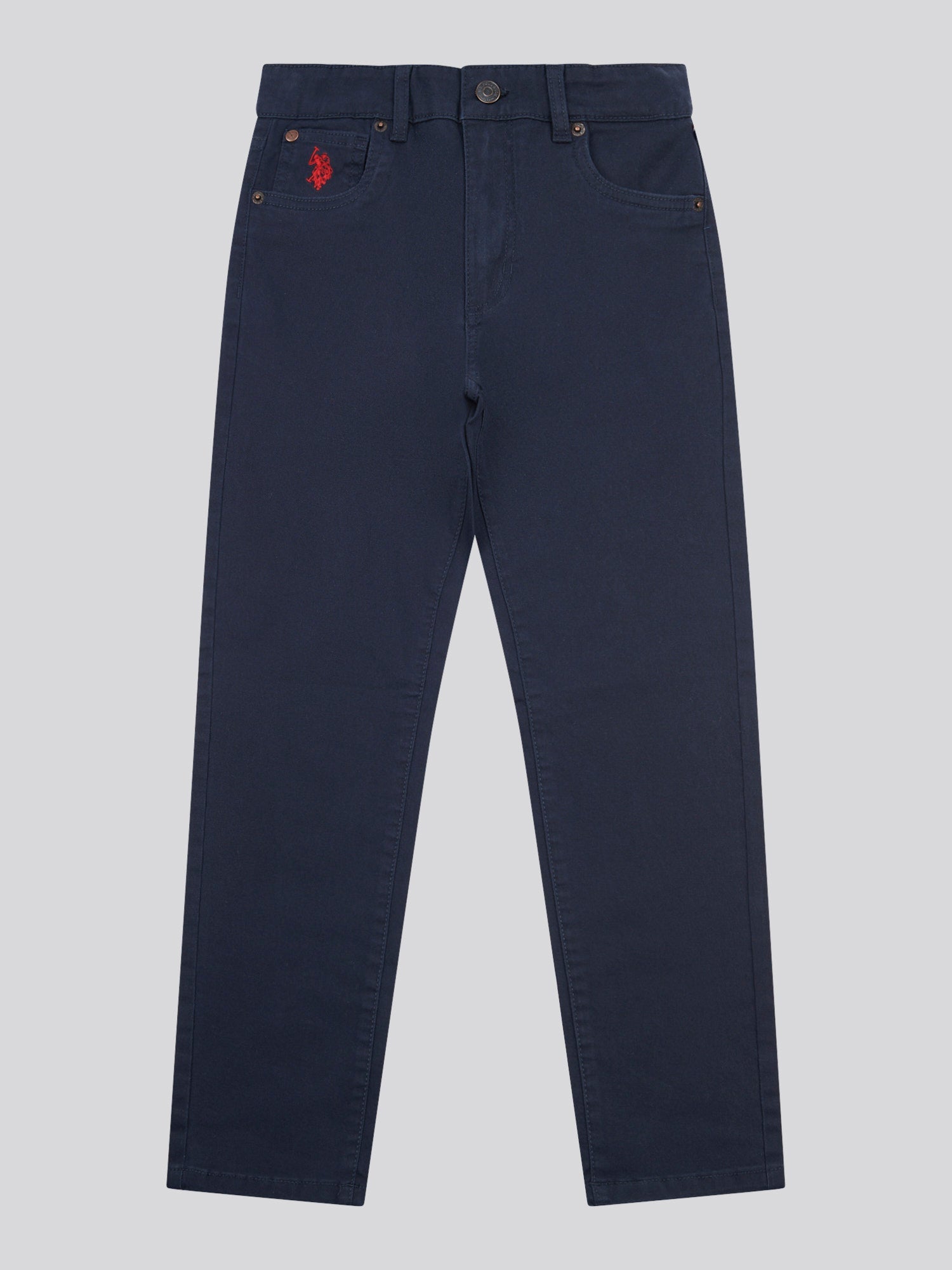 Boys Core 5 Pocket Trouser in Dark Sapphire Navy / Haute Red DHM