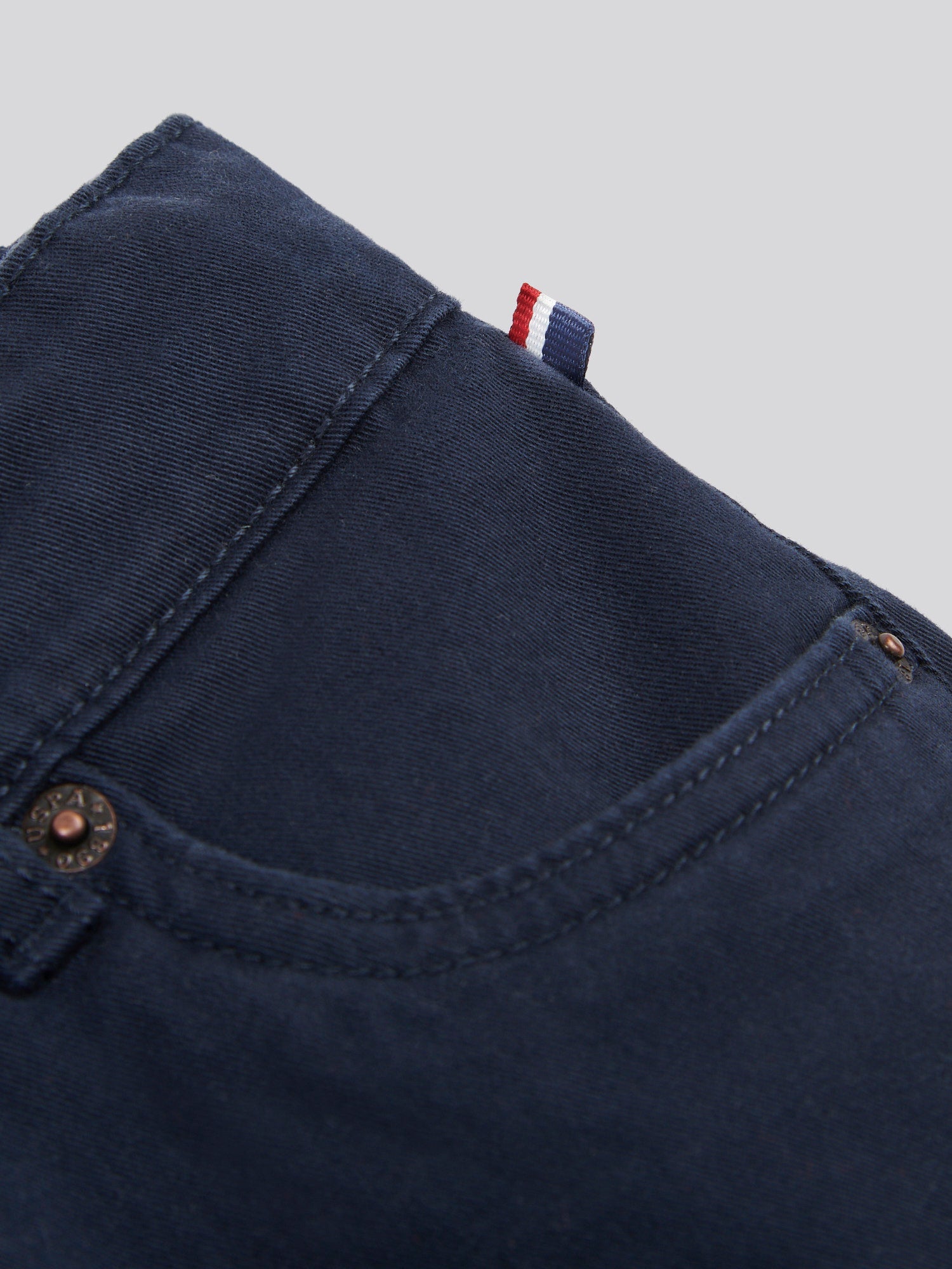 Boys Core 5 Pocket Trouser in Dark Sapphire Navy / Haute Red DHM