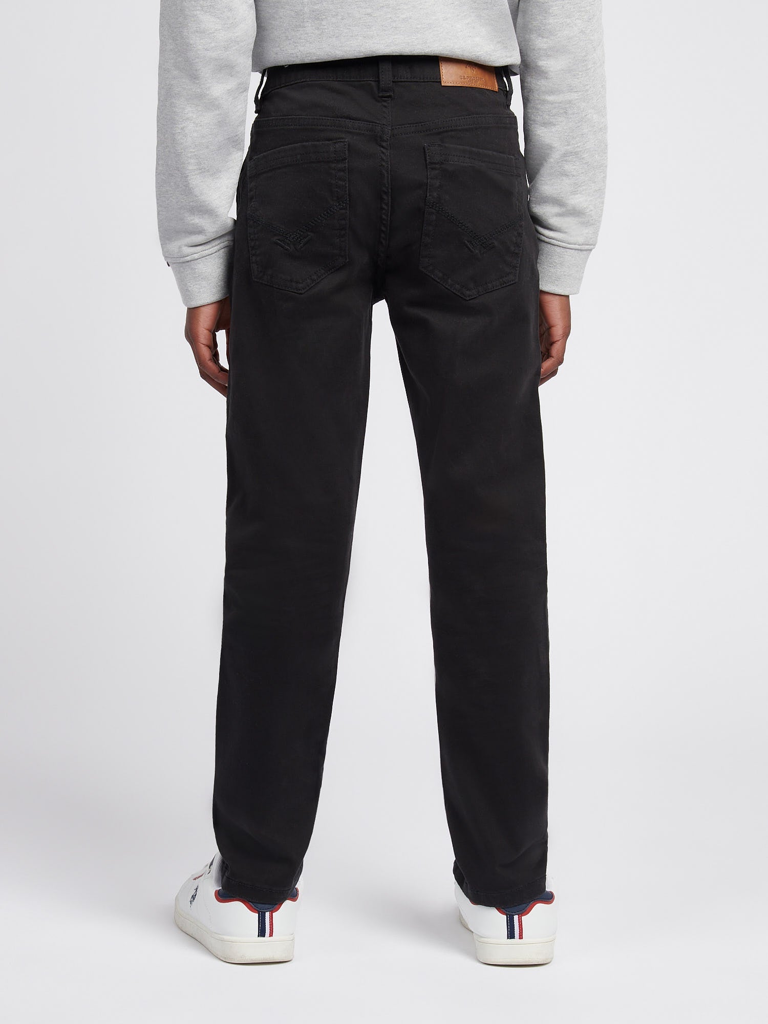 Boys Core 5 Pocket Trouser in Black Bright White DHM