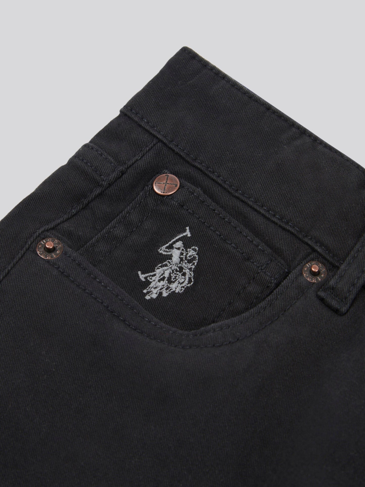 Boys Core 5 Pocket Trouser in Black Bright White DHM