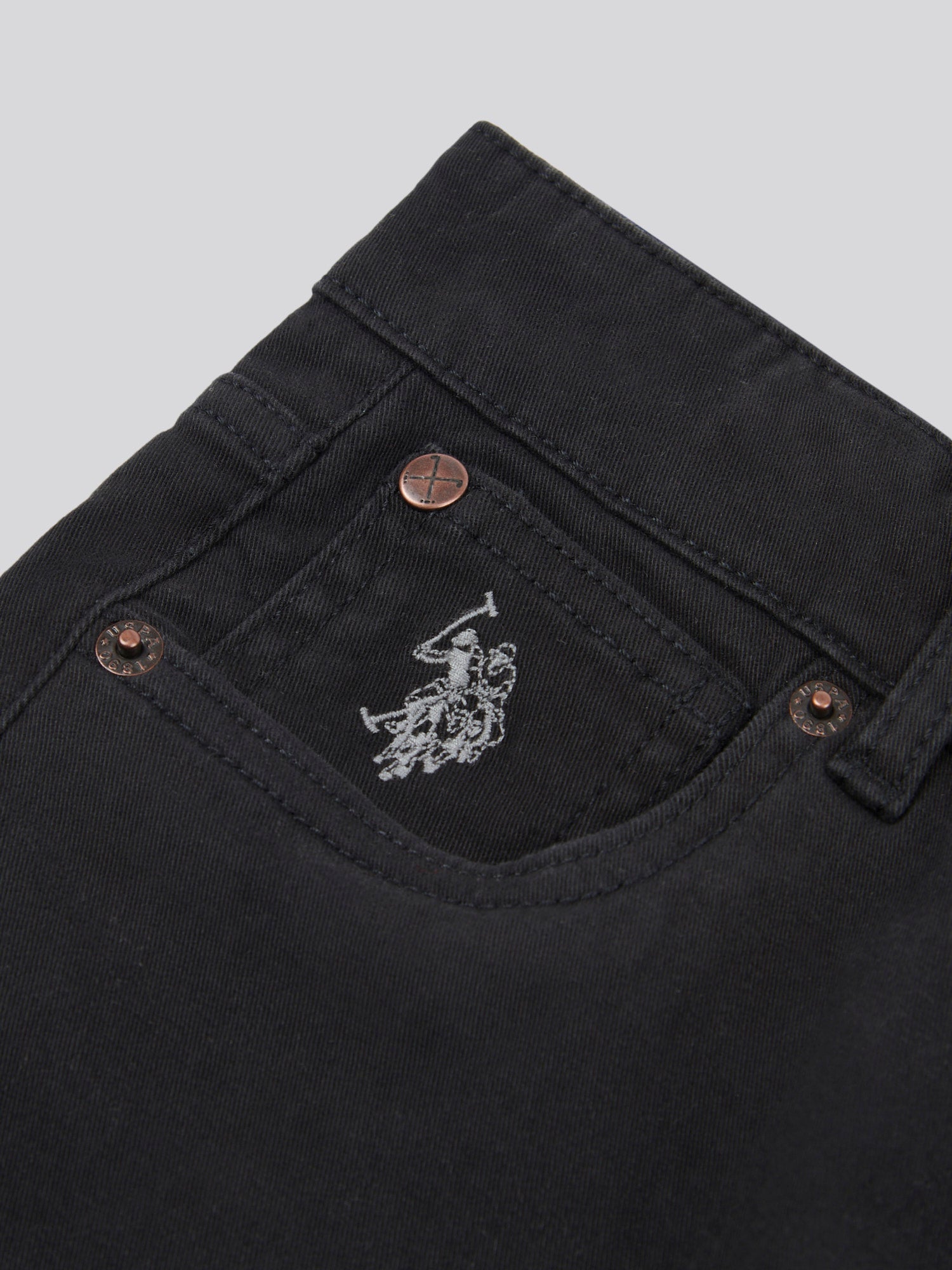 Boys Core 5 Pocket Trouser in Black Bright White DHM