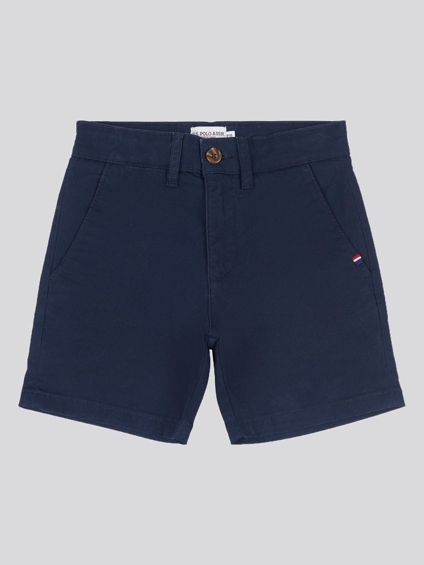 Boys Classic Chino Shorts in Dark Sapphire Navy / Haute Red DHM