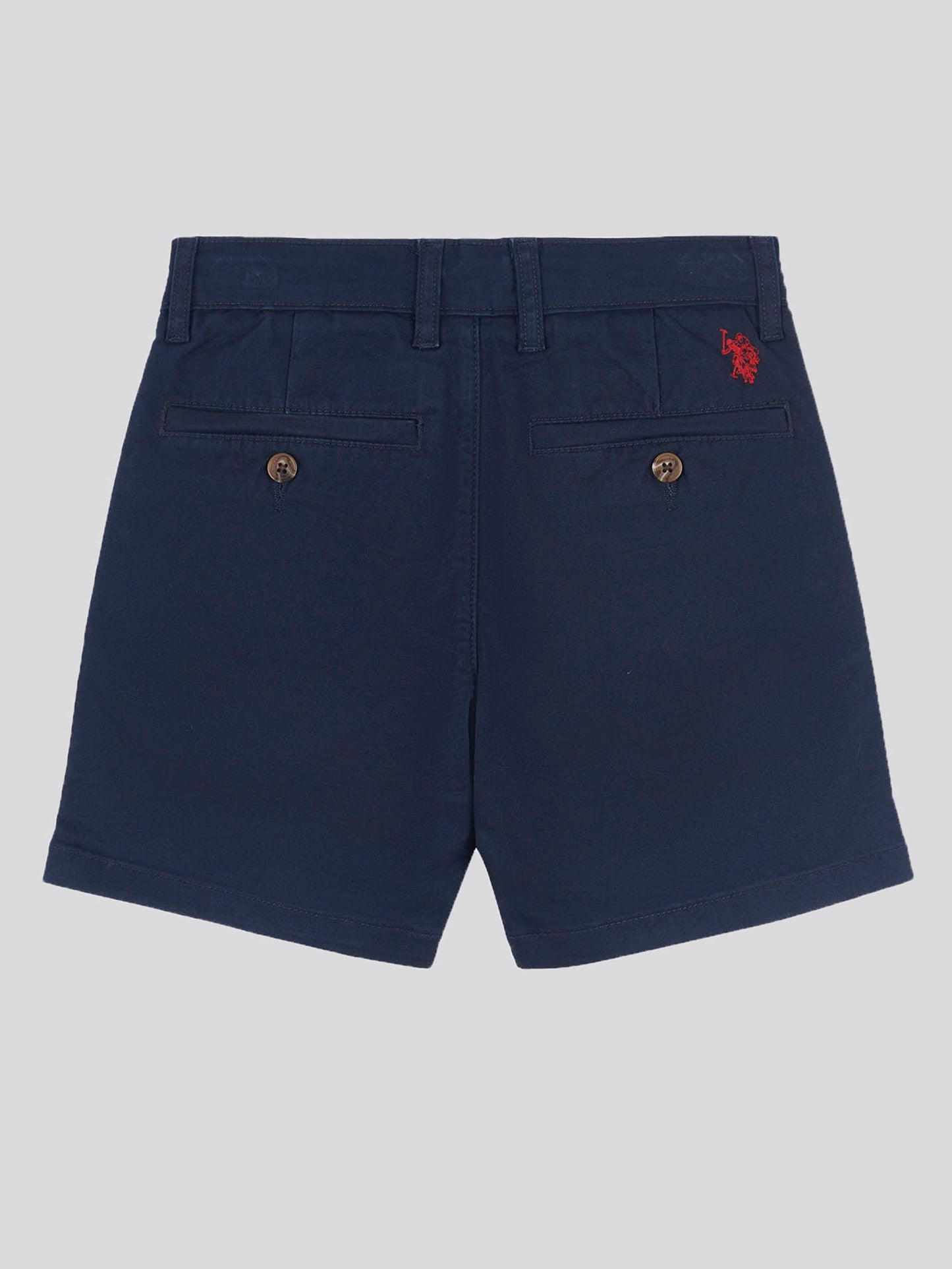 Boys Classic Chino Shorts in Dark Sapphire Navy / Haute Red DHM