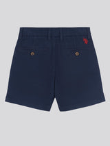 Boys Classic Chino Shorts in Dark Sapphire Navy / Haute Red DHM