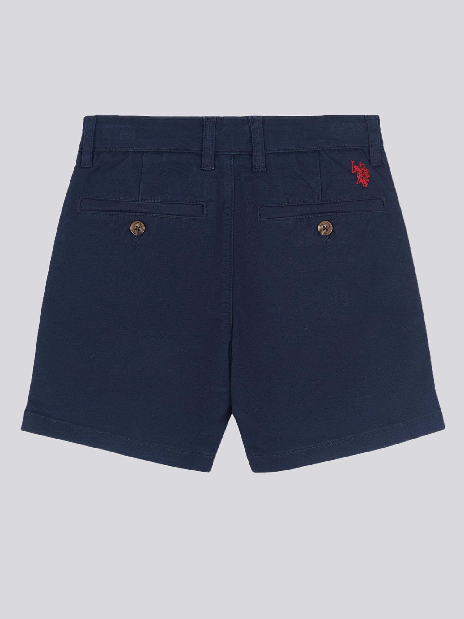 Boys Classic Chino Shorts in Dark Sapphire Navy / Haute Red DHM