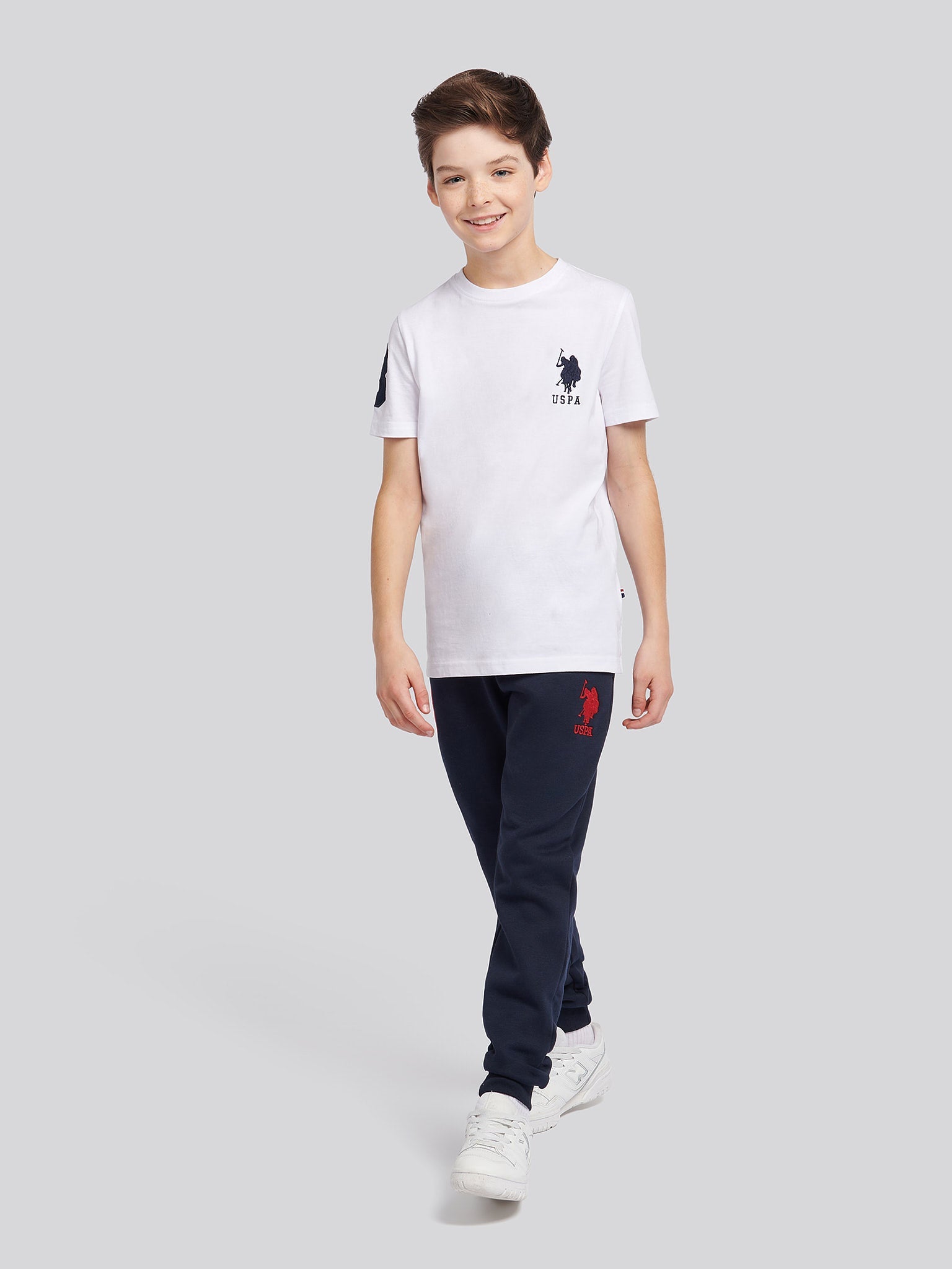 Boys Player 3 Joggers in Dark Sapphire Navy / Haute Red DHM