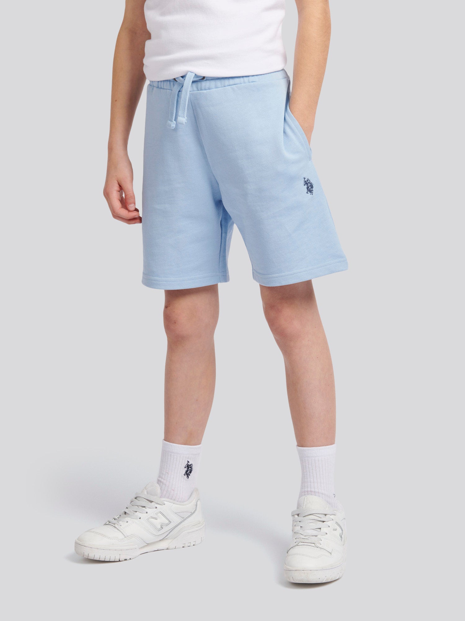 Boys Double Horsemen Sweat Short in Chambray Blue