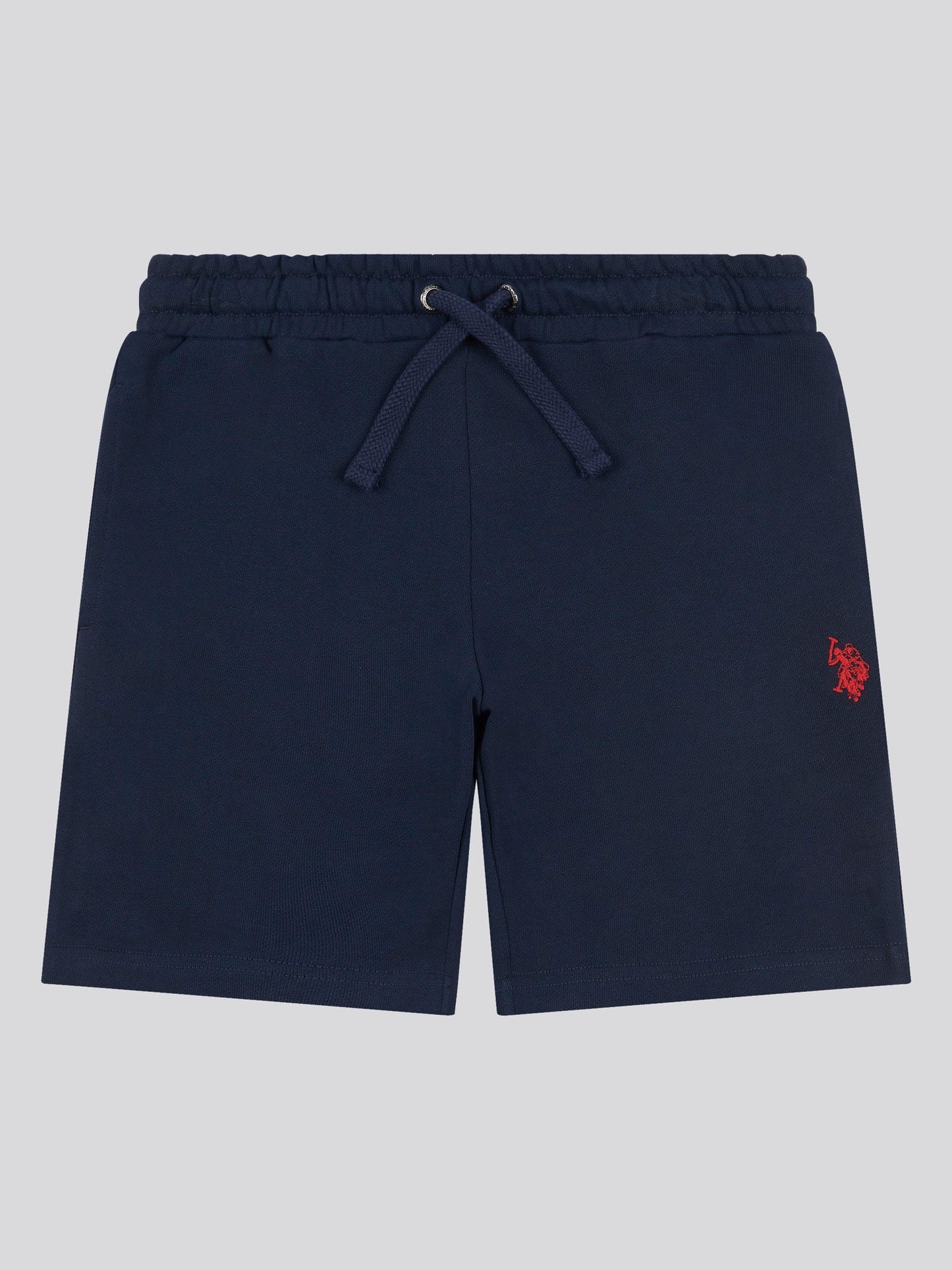 Boys Double Horsemen Sweat Short in Dark Sapphire Navy / Haute Red DHM