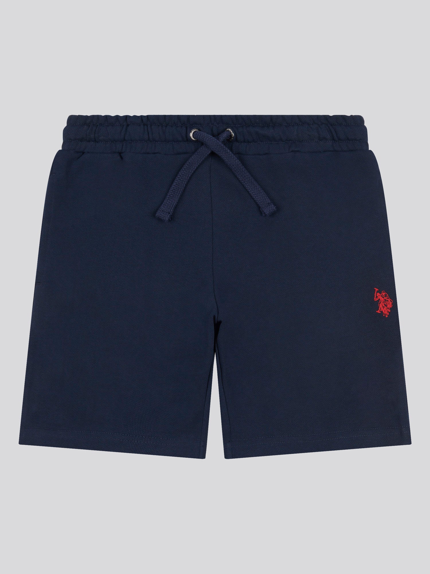 Boys Double Horsemen Sweat Short in Dark Sapphire Navy / Haute Red DHM