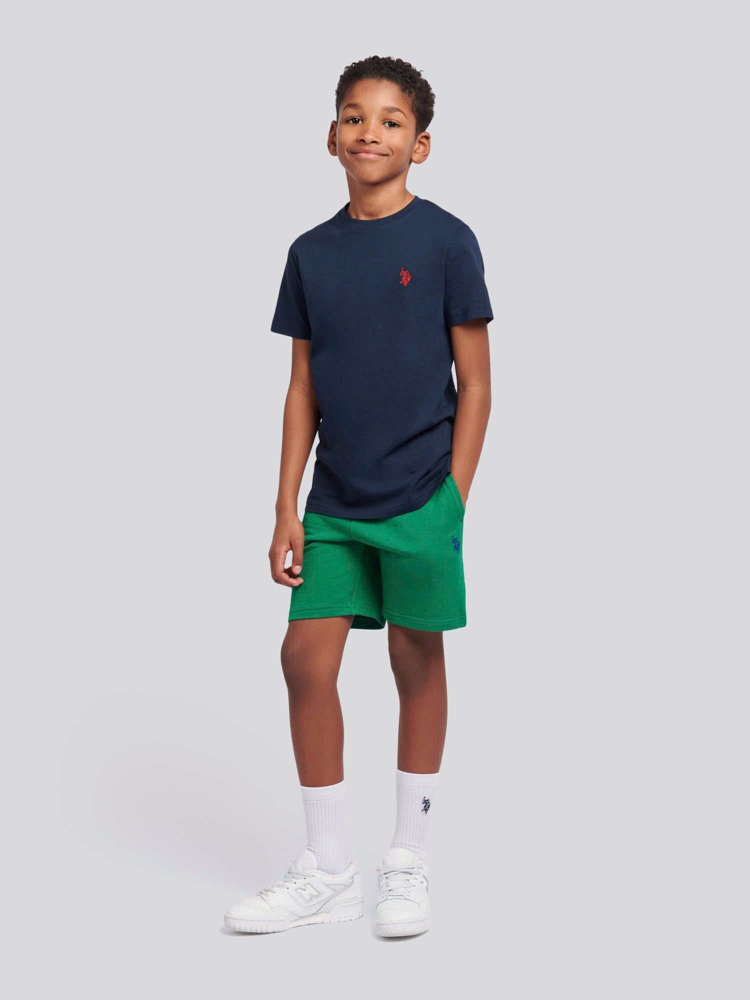 Boys Double Horsemen Sweat Short in Lush Meadow
