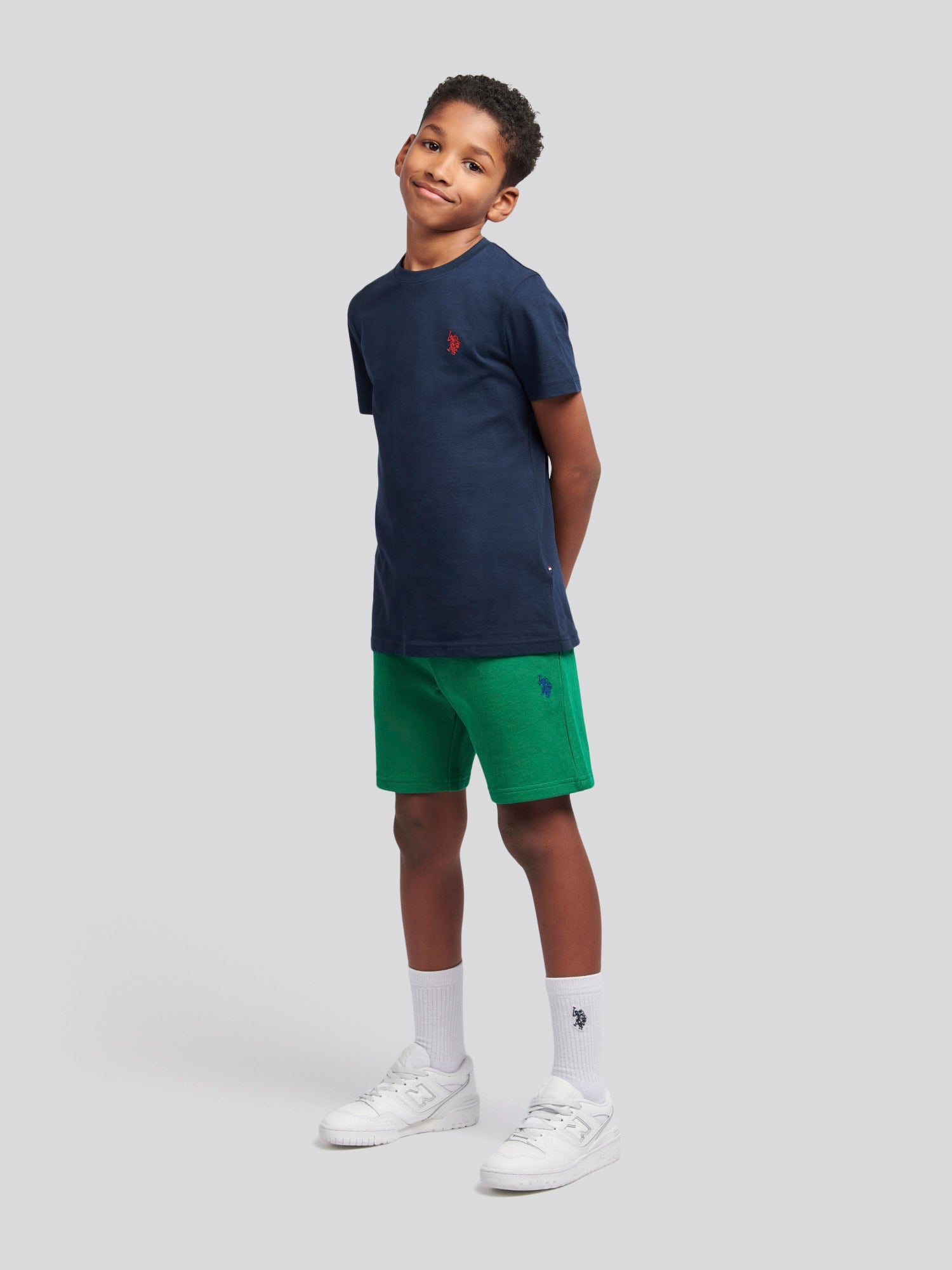 Boys Double Horsemen Sweat Short in Lush Meadow