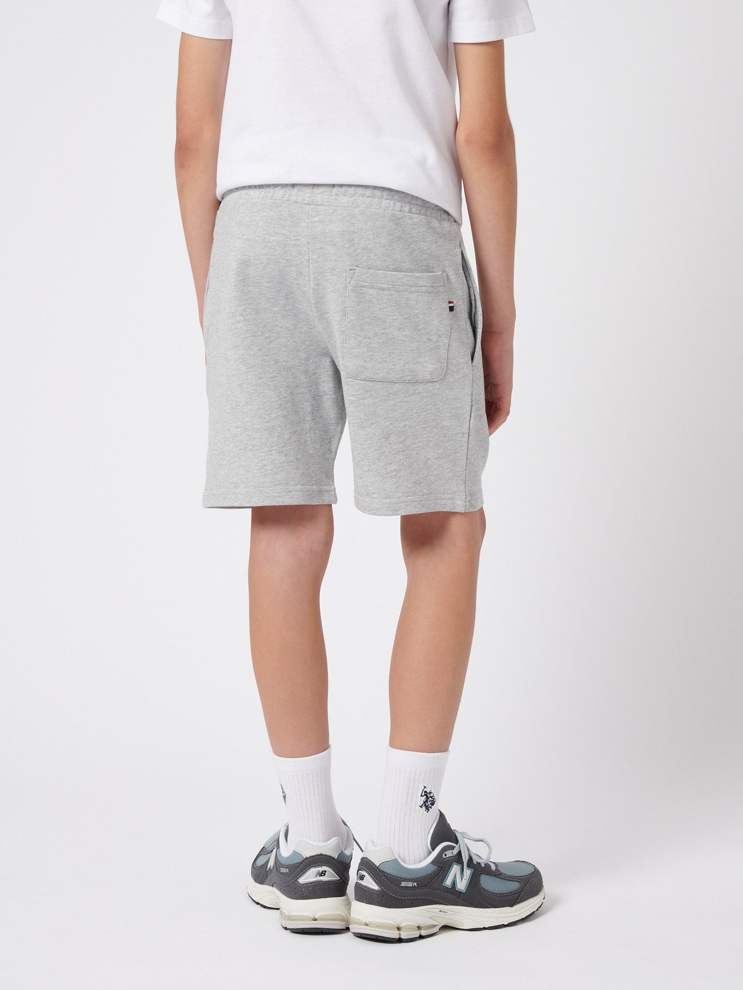 Boys Double Horsemen Sweat Short in Mid Grey Marl