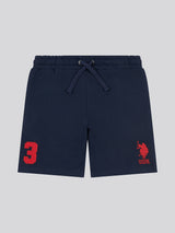 Boys Player 3 Sweat Short in Dark Sapphire Navy / Haute Red DHM
