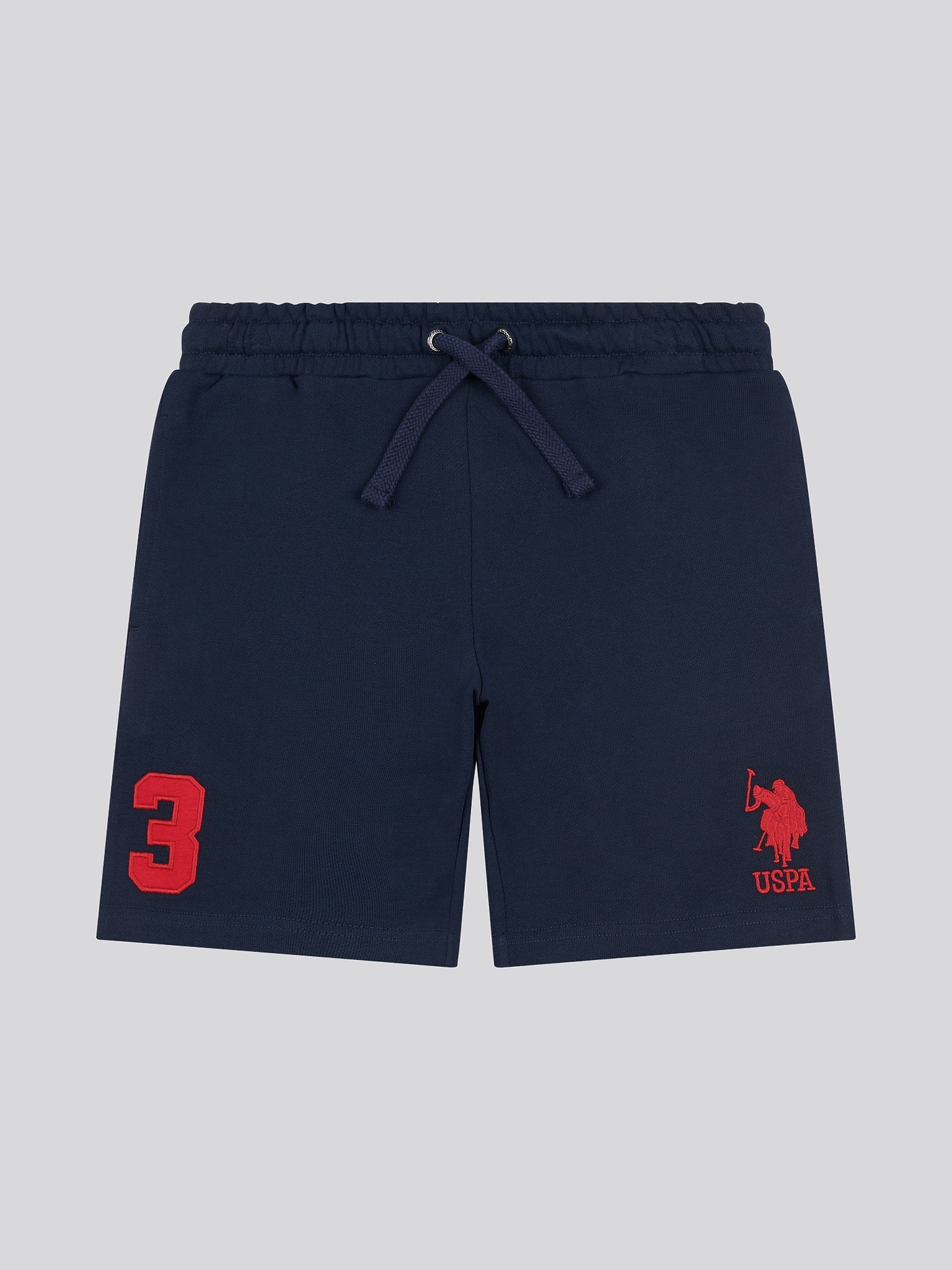 Boys Player 3 Sweat Short in Dark Sapphire Navy / Haute Red DHM