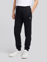 Boys Double Horsemen Joggers in Black Bright White DHM