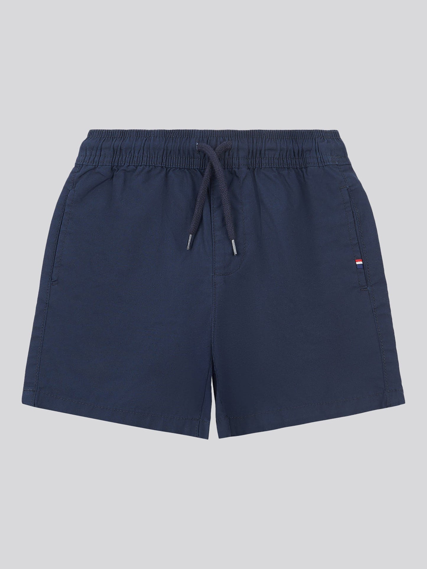 Boys Cotton Linen Deck Short in Dark Sapphire Navy