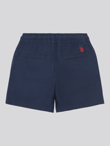 Boys Cotton Linen Deck Short in Dark Sapphire Navy