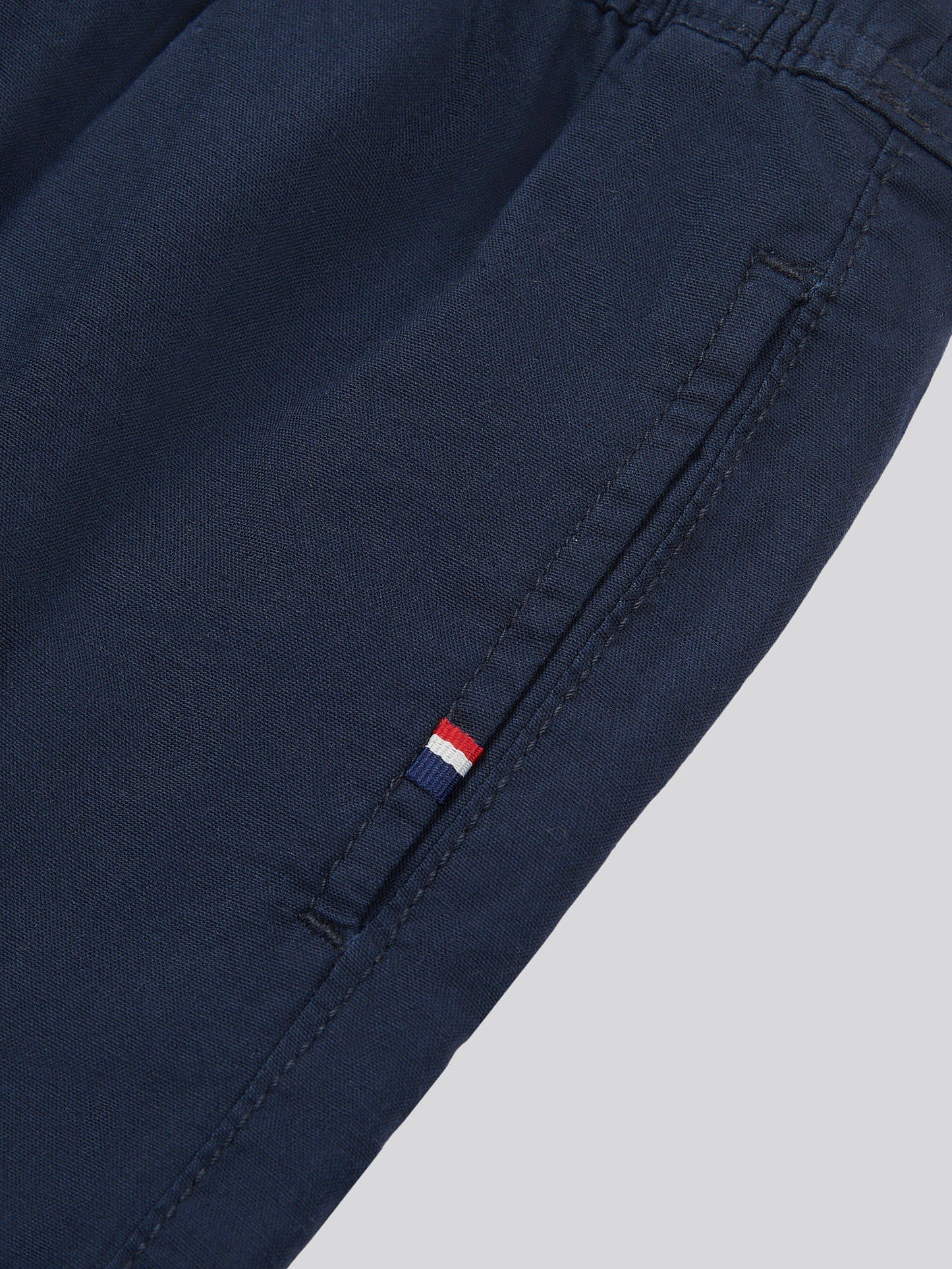 Boys Cotton Linen Deck Short in Dark Sapphire Navy