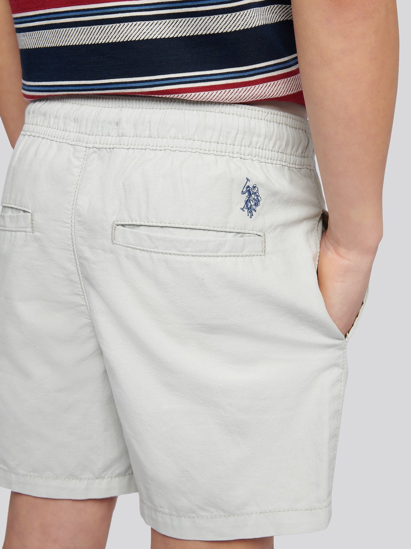 Boys Cotton Linen Deck Short in Northern Droplet