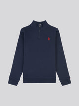 Boys Double Horsemen 1/4 Zip in Dark Sapphire Navy / Haute Red DHM