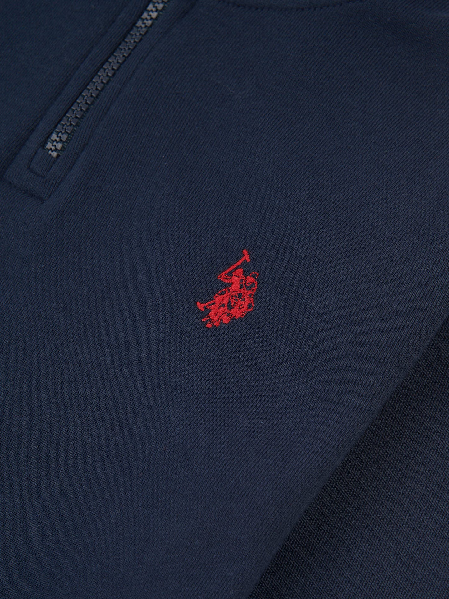 Boys Double Horsemen 1/4 Zip in Dark Sapphire Navy / Haute Red DHM