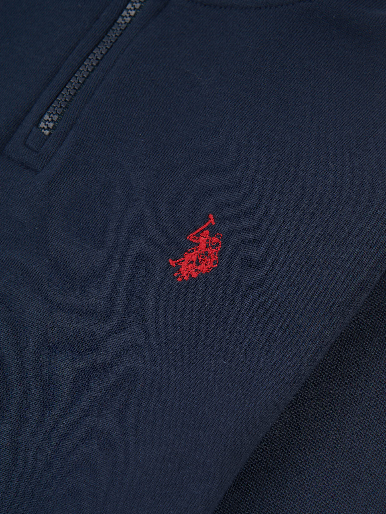 Boys Double Horsemen 1/4 Zip in Dark Sapphire Navy / Haute Red DHM
