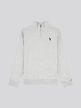 Boys Double Horsemen 1/4 Zip in Mid Grey Marl