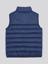 Boys Panelled Quilted Gilet in Dark Sapphire Navy / Haute Red DHM