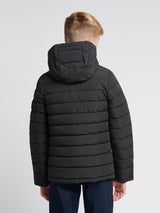 Boys Lightweight Quilt Hooded Puffer Jacket in Black