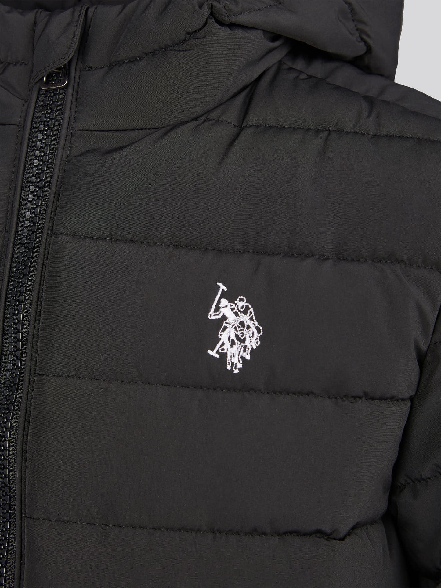 Boys Lightweight Quilt Hooded Puffer Jacket in Black