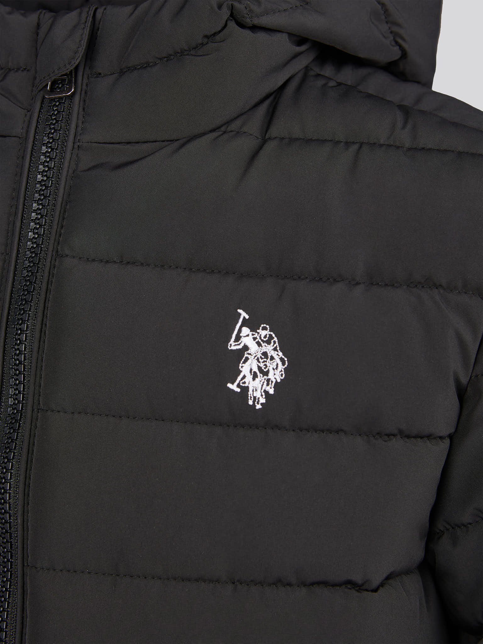 Boys Lightweight Quilt Hooded Puffer Jacket in Black