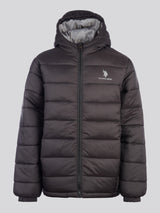 Boys Hooded Quilted Jacket in Black