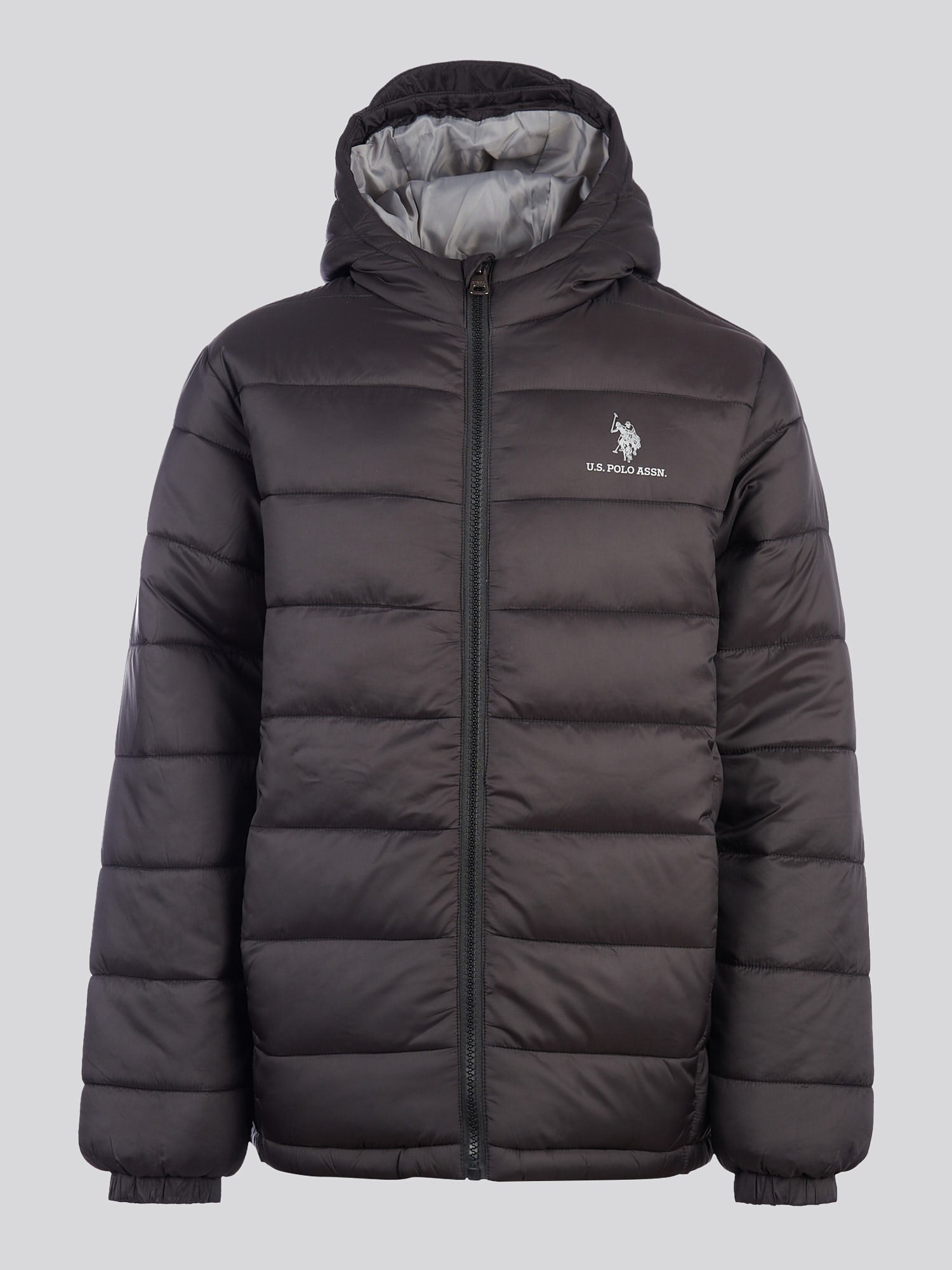 Boys Hooded Quilted Jacket in Black