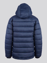 Boys Hooded Quilted Jacket in Dark Sapphire Navy / Haute Red DHM