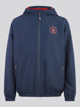 Boys Fleece Lined Windcheater in Dark Sapphire Navy / Haute Red DHM