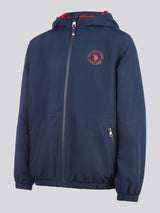 Boys Fleece Lined Windcheater in Dark Sapphire Navy / Haute Red DHM