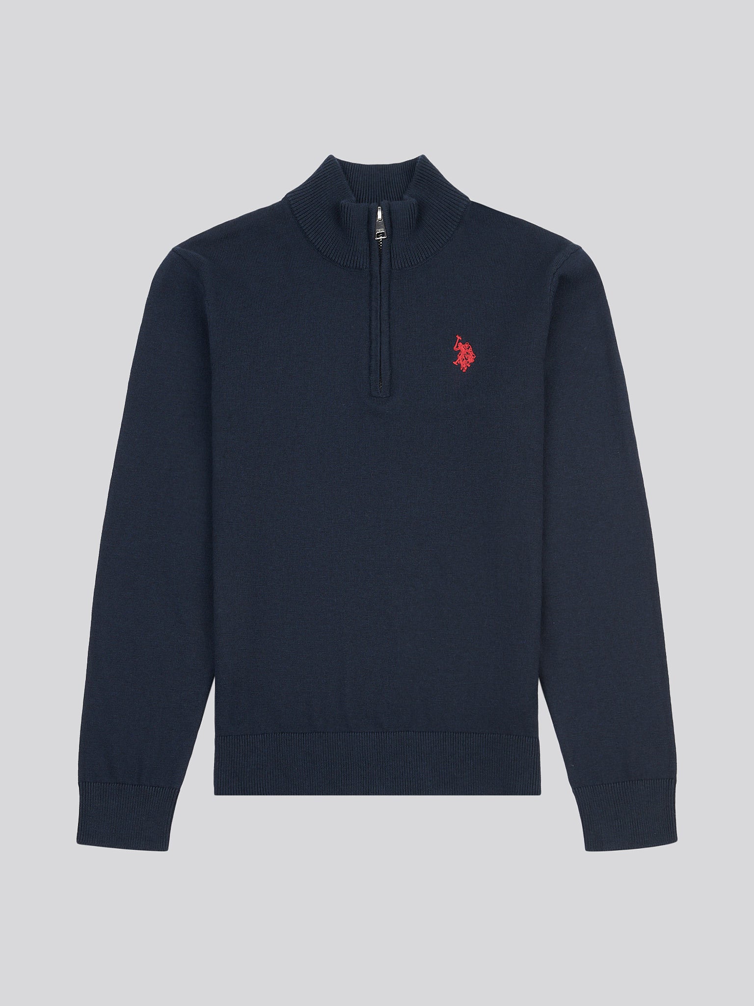 Boys Knitted Funnel Neck in Dark Sapphire Navy / Haute Red DHM