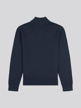 Boys Knitted Funnel Neck in Dark Sapphire Navy / Haute Red DHM