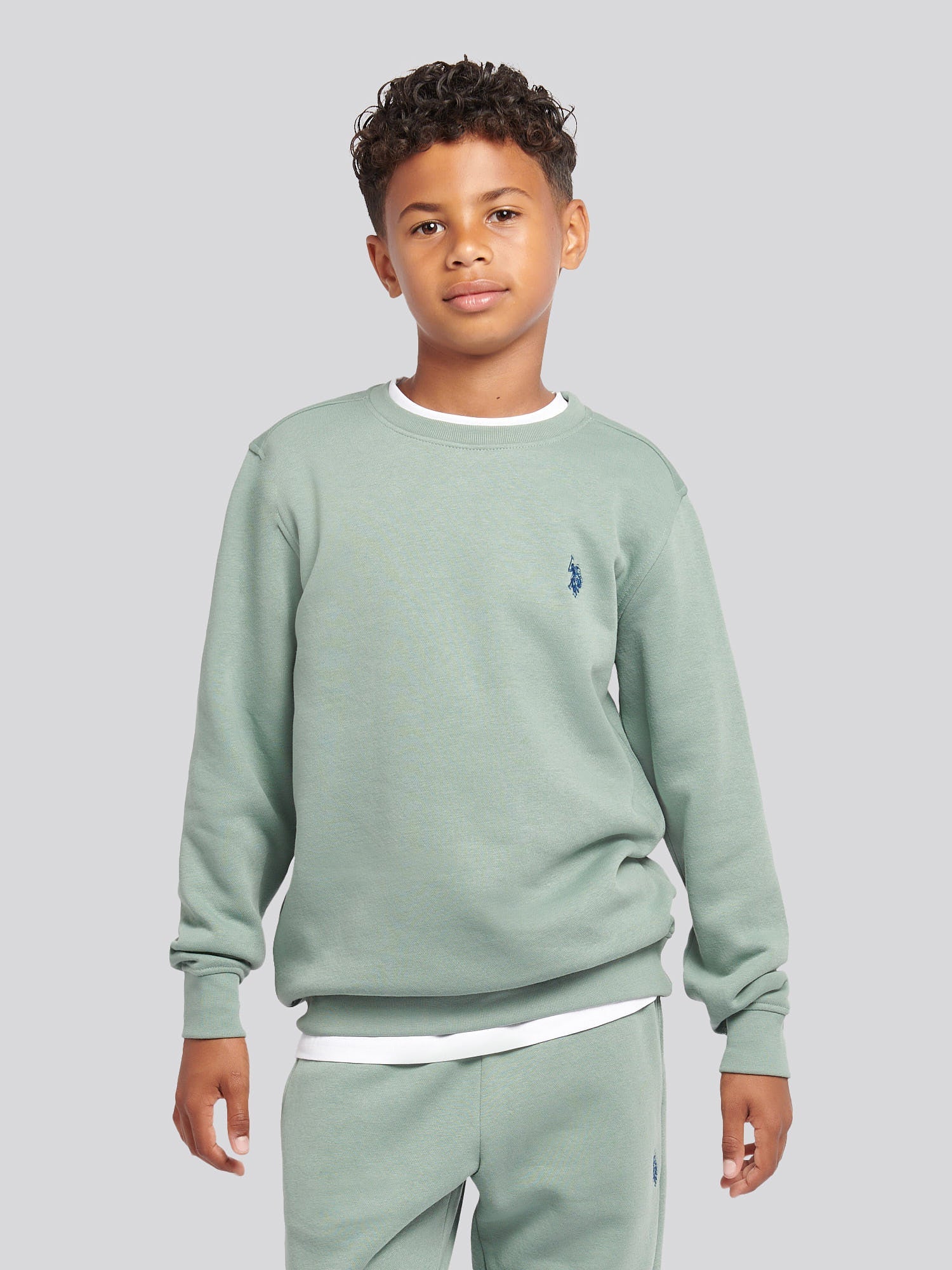 Boys Double Horsemen Crew & Jogger Set in Chinois Green