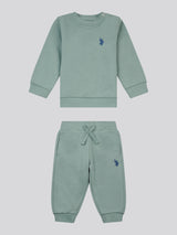 Boys Double Horsemen Crew & Jogger Set in Chinois Green
