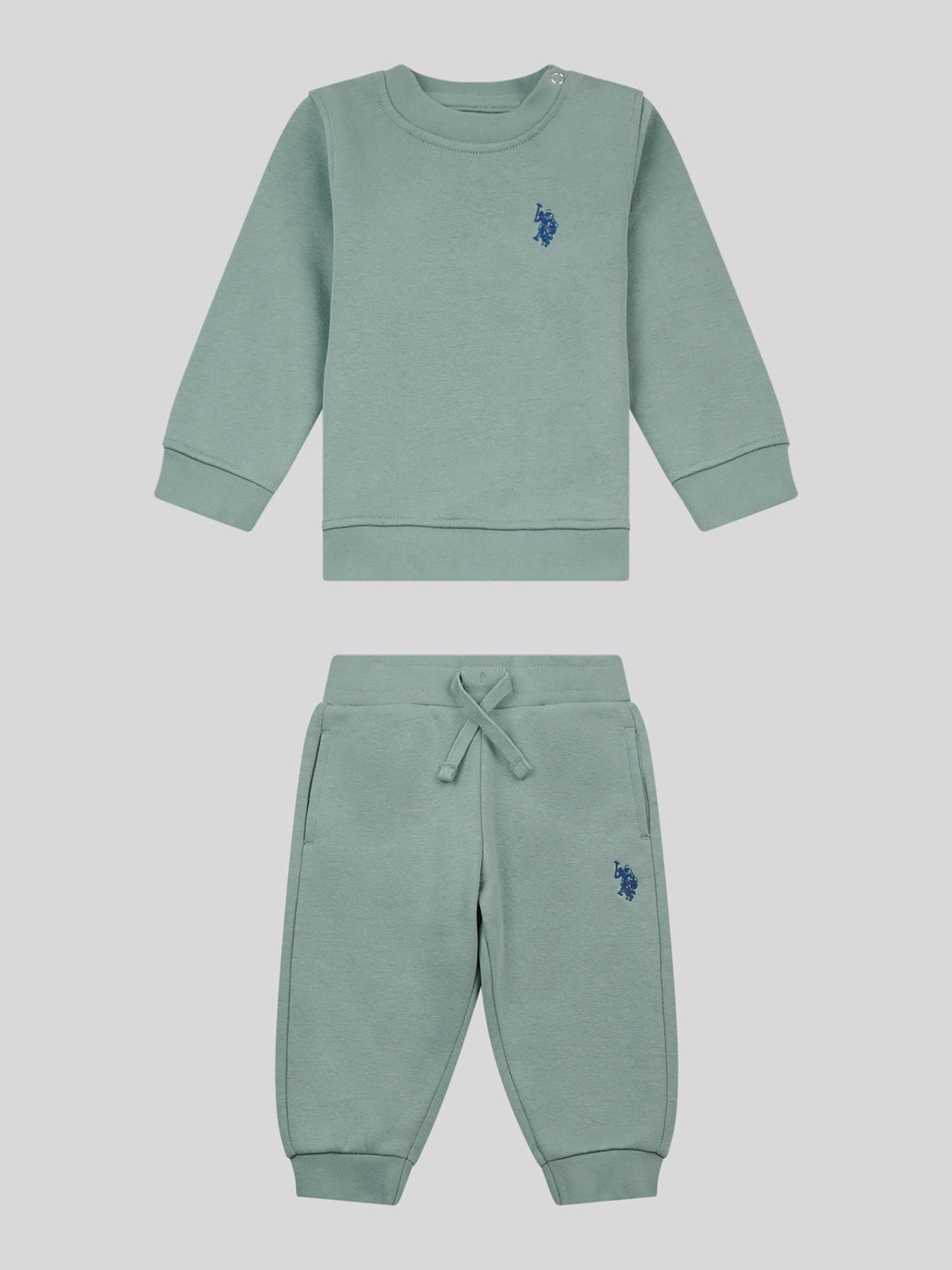 Boys Double Horsemen Crew & Jogger Set in Chinois Green