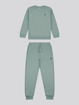 Boys Double Horsemen Crew & Jogger Set in Chinois Green