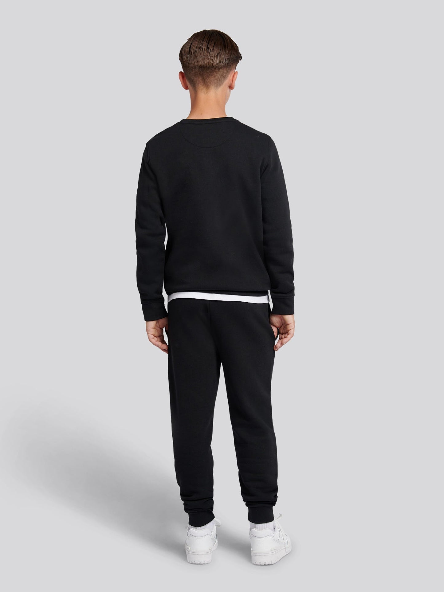 Boys Double Horsemen Crew & Jogger Set in Black Bright White DHM