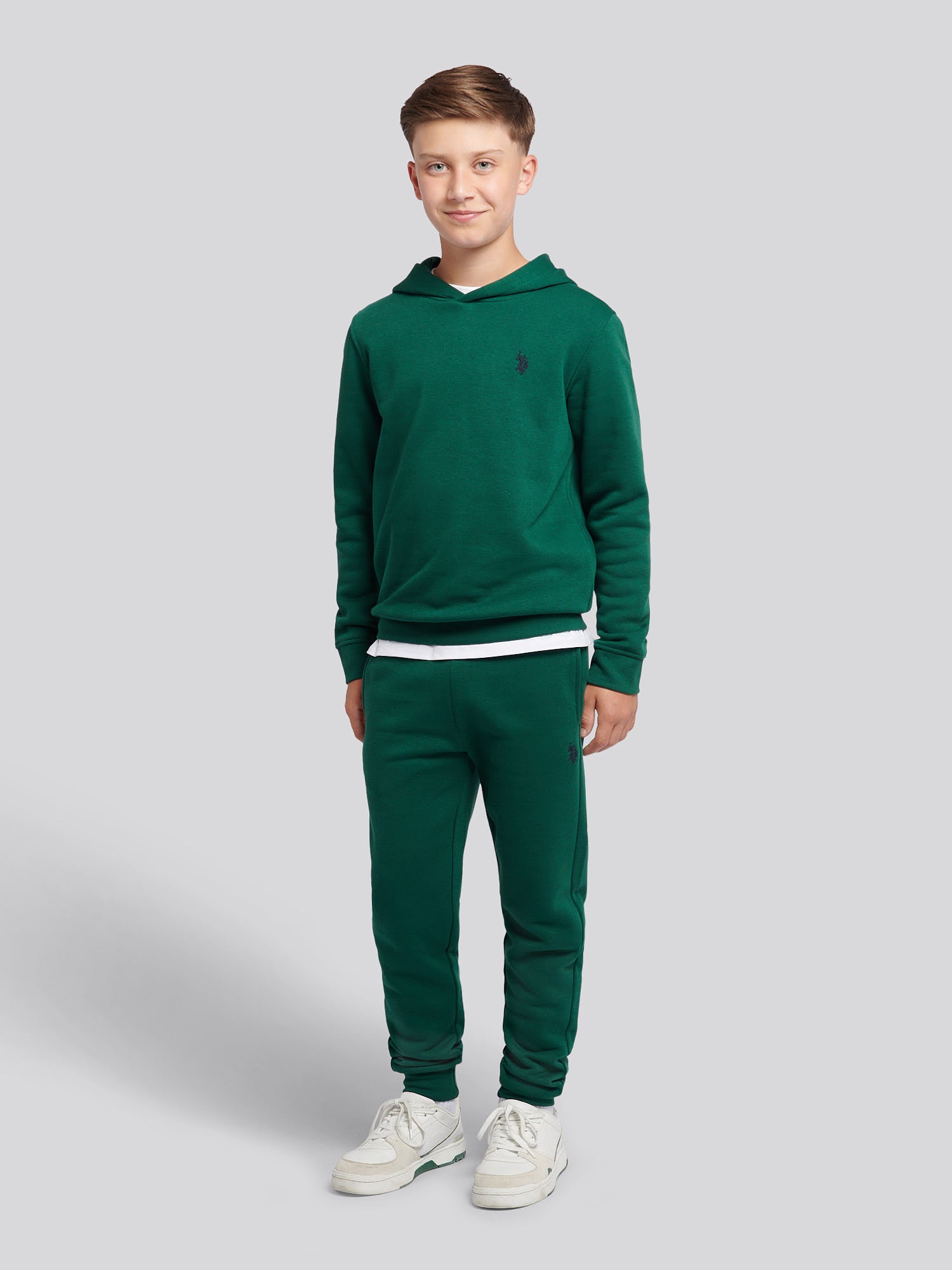 Boys Double Horsemen Hoodie & Jogger Set in Rain Forest