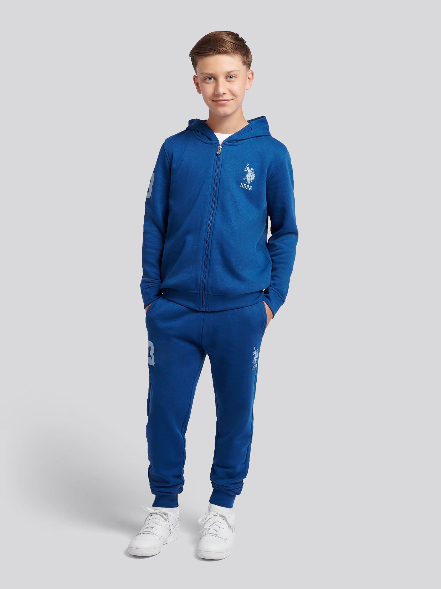 Boys Player 3 Zip Hoodie & Jogger Set in Navy Peony
