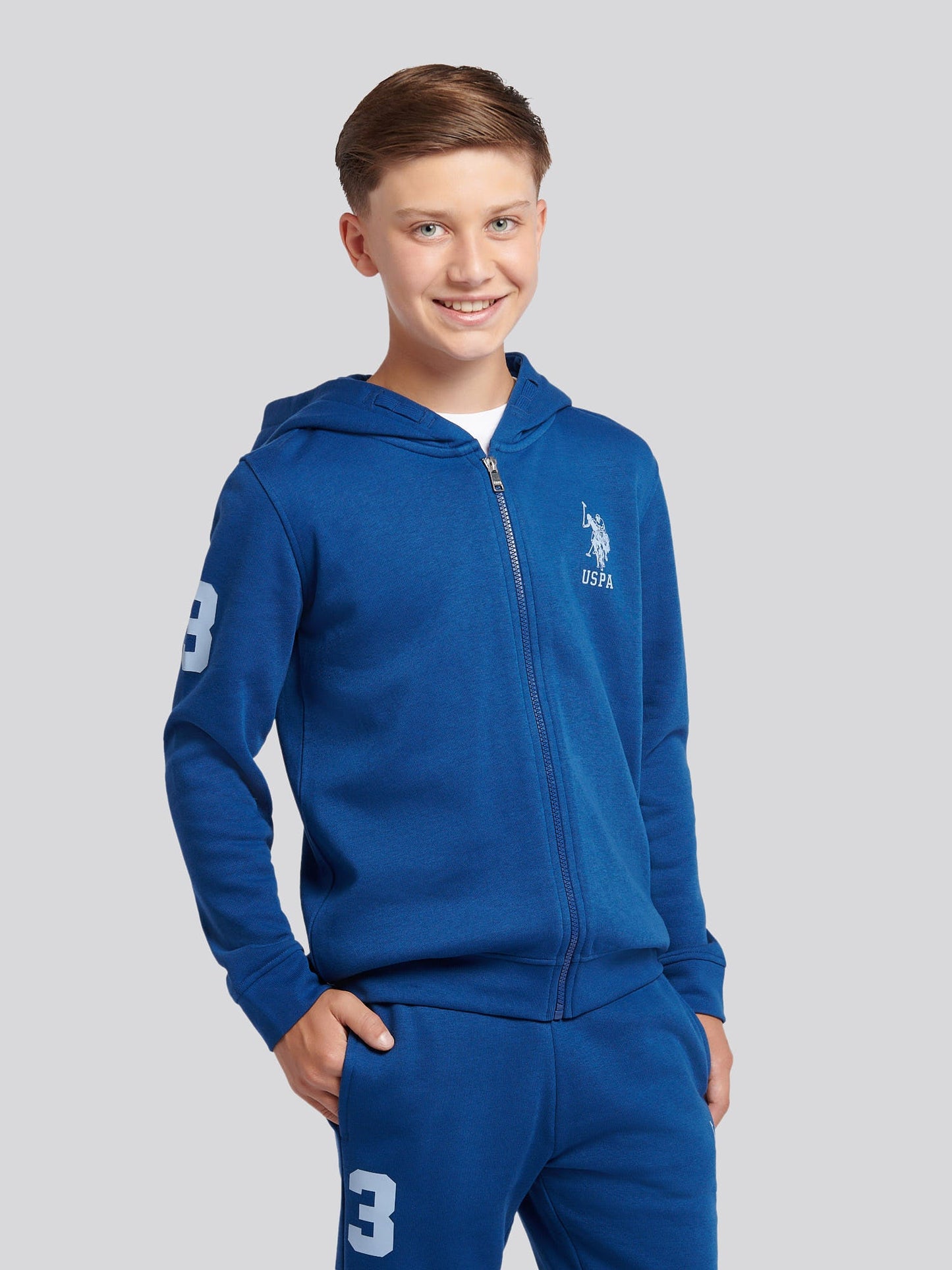 Boys Player 3 Zip Hoodie & Jogger Set in Navy Peony